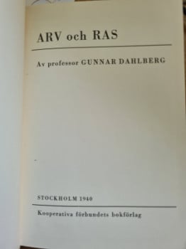 Arv och Ras av Gunnar Dahlberg